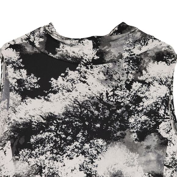 Lane Bryant Top Blouse 26 28 Black White Clouds 54x30 Cowl Stretch Sleeveless - Picture 11 of 12